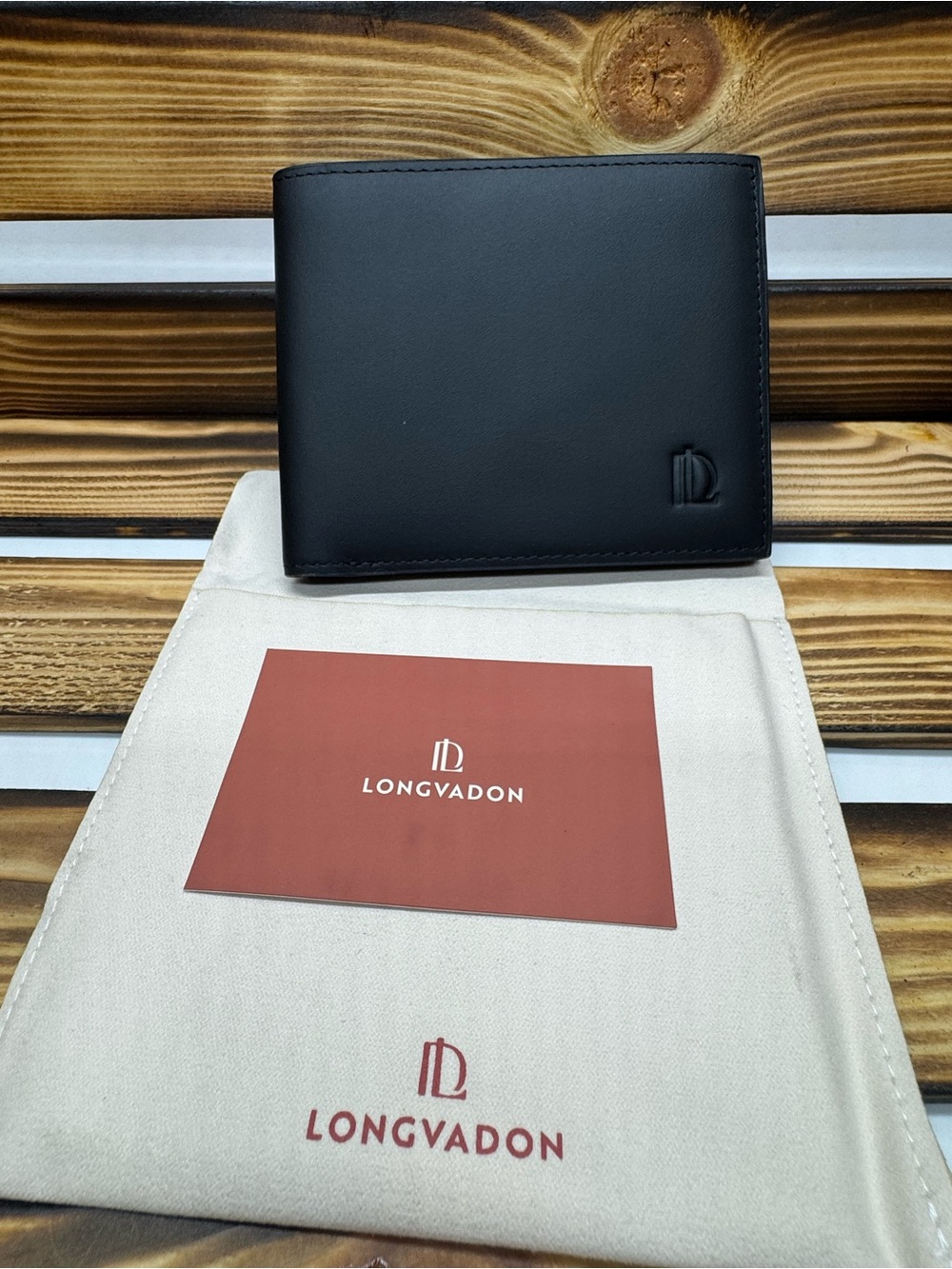 NWT Longvadon 1407 Short Wallet 8CC Soft Leather Noir Profond Black MSRP $250